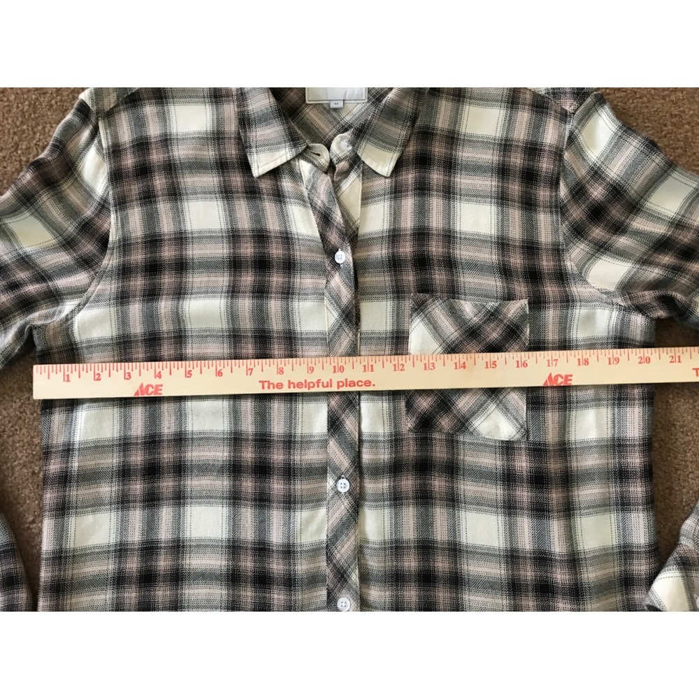Rails Hunter Plaid Shirt size M Ivory Coal Blush Long Sleeve Button Down - Picture 12 of 14